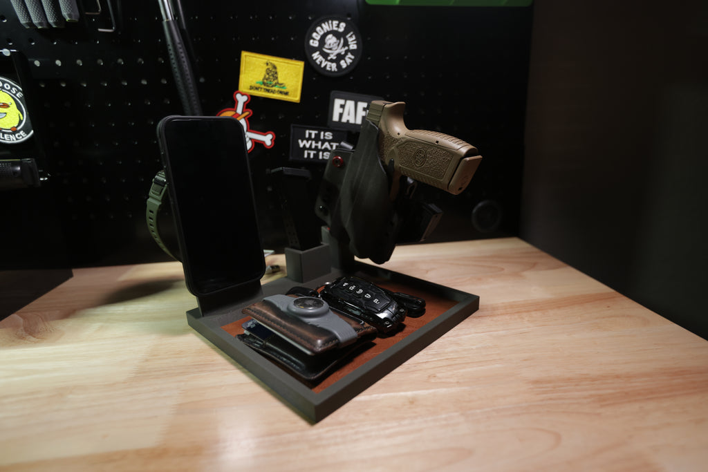 Gray BFF Tactical EDC Valet Tray with iPhone & Apple Watch Charger
