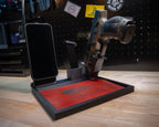 Black tactical EDC tray with a red American-flag liner reading “We the People,” displayed with a phone, pistol and magazine.