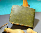 Army Green Topo leather Forgehand Standard bifold wallet