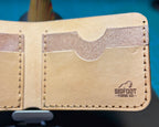 Natural leather card-slot and Bigfoot Forge maker-mark detail