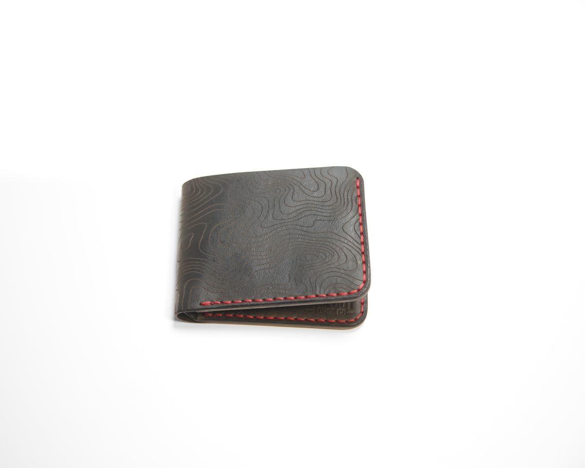 Forgehand Standard Bifold — Black Topo / Red Stitching