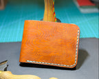 Bourbon Topo leather Forgehand Standard bifold wallet with baby blue stitching